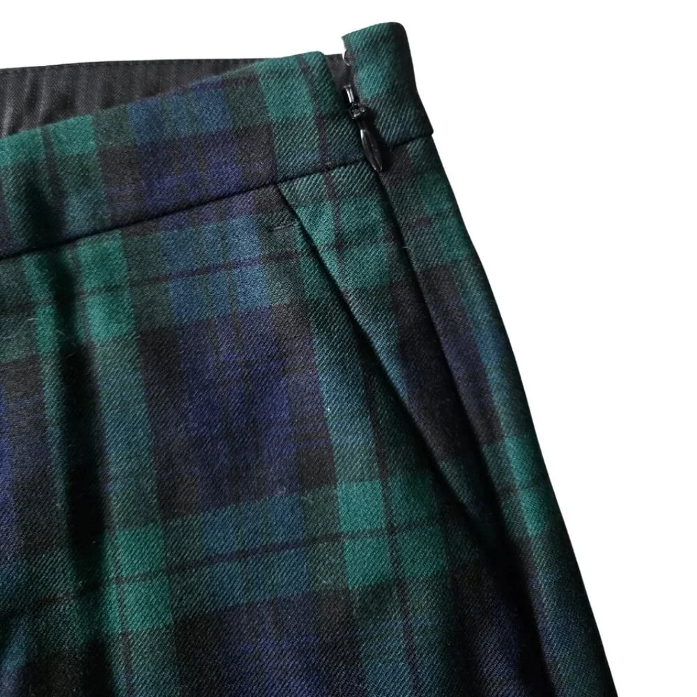 J.Crew Wool Tartan Plaid Pants Green Navy Tailored Trouser Preppy Size 6